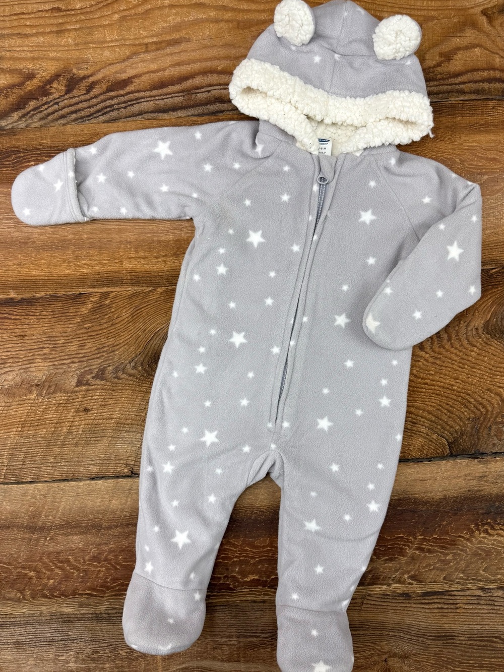 Old Navy Gray Star Hooded Zip-Up Footie